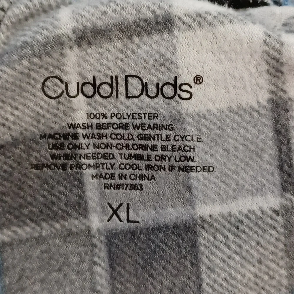 Cuddl Duds Mens XL Pajama Pants Blue Black Plaid Fleece Lounge Sleepwear Relaxed